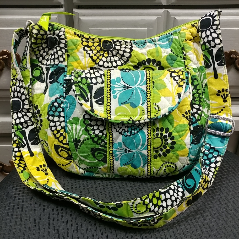 Vera Bradley Lime's Up Clare Crossbody Bag Shoulder Purse Floral